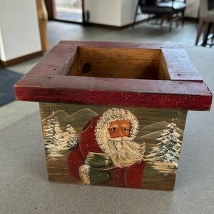 Hand painted Christmas/Santa wooden planter